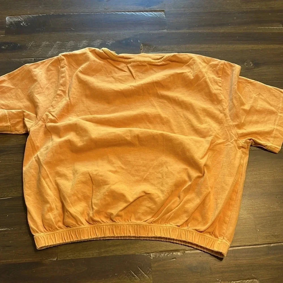 Aritzia Wilfred Free Mustard Yellow T-Shirt Tee Cinched Cropped Cotton XS - Picture 6 of 6